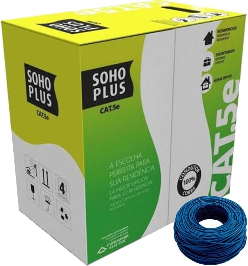 Cabo de Rede Cat5e Furukawa SohoPlus Utp 305Mts UTP (Azul) -Caixa ou Avulso.