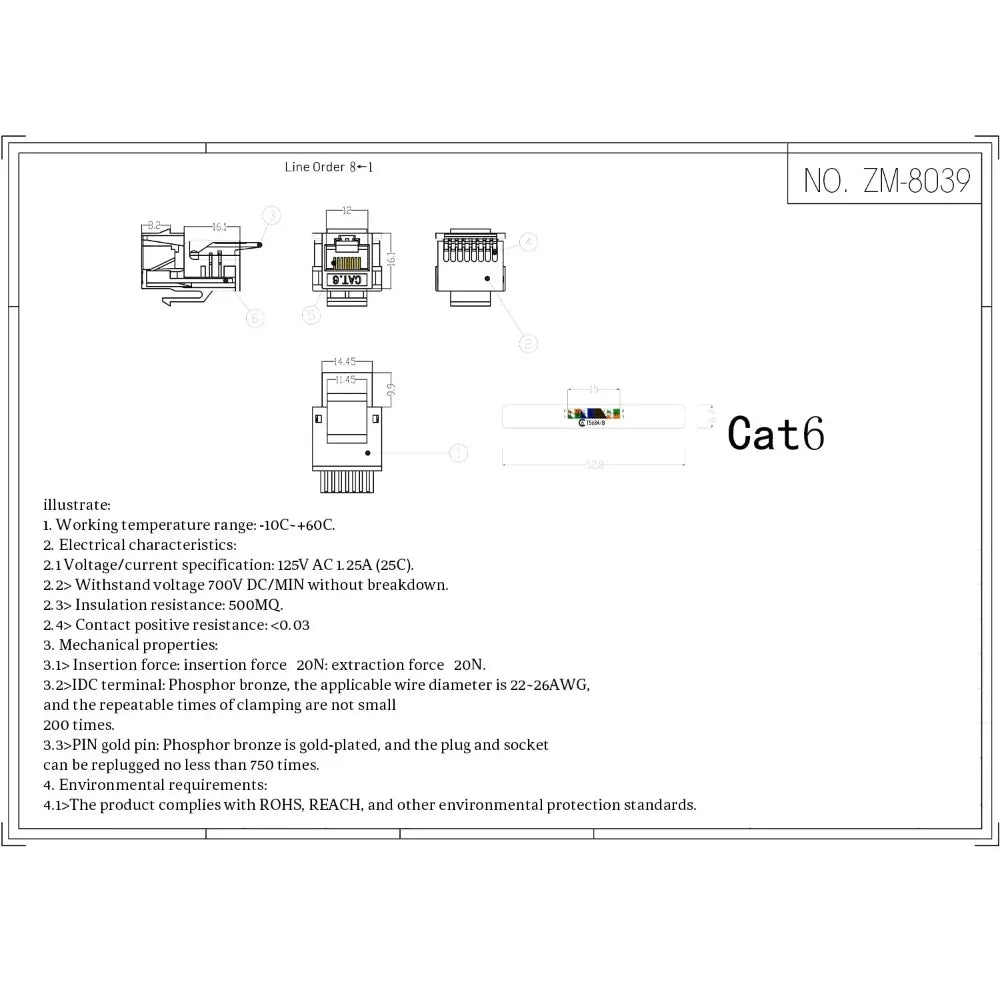 RJ45 Network Module No Need To Use Category 6 Gigabit Network Socket Comprehensive Wiring Crystal Head Network Cable Patch Panel