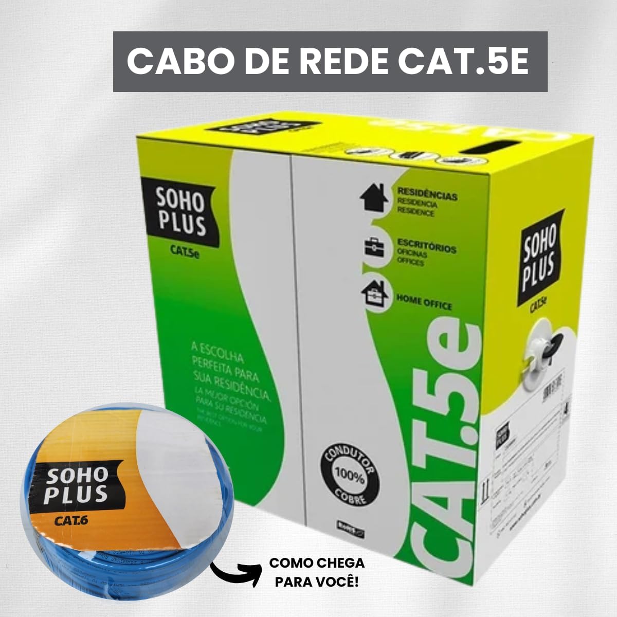 Cabo de Rede Cat5e Furukawa SohoPlus Utp 305Mts UTP (Azul) -Caixa ou Avulso.